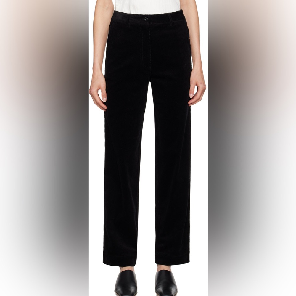 Nothing Written, Black Stretch Cotton Corduroy Straight Leg Pants - Picture 2 of 9